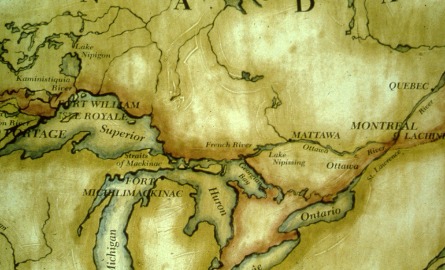 Old map of great lakes