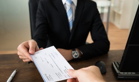 person paying bank