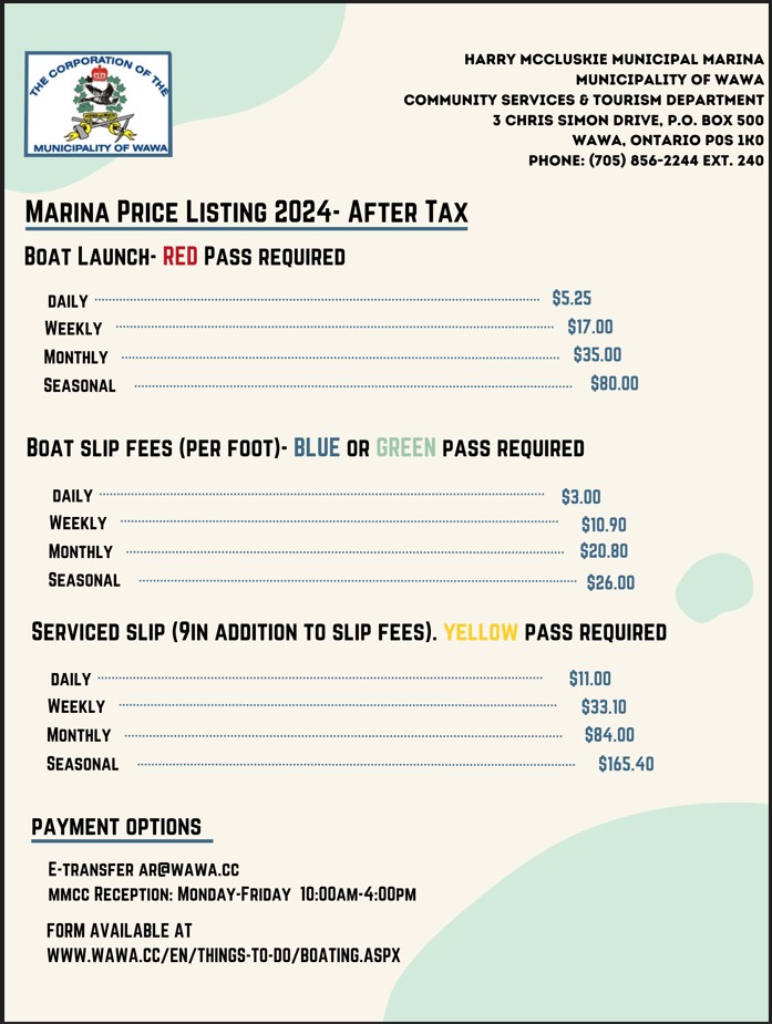 Marina Fees 2024