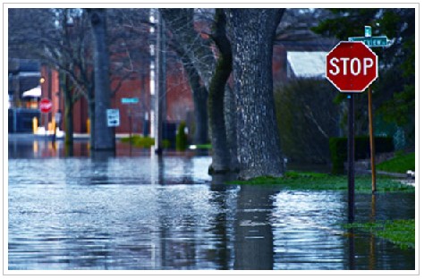 Water overfilling a street