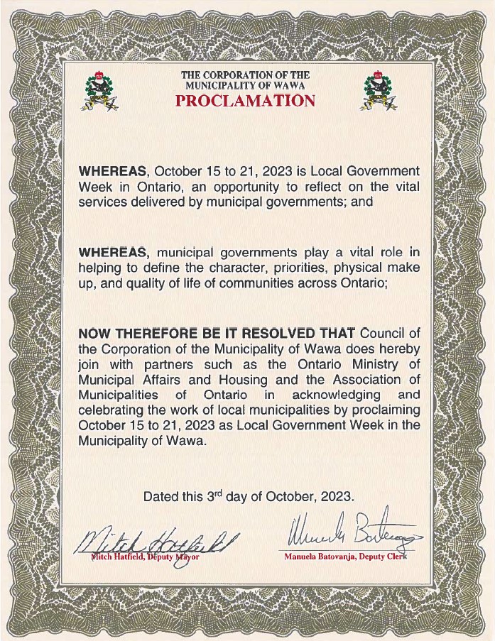 Proclamation for Local Government Week