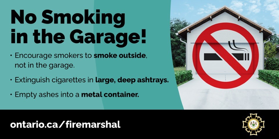 No smoking in the garage safety messafe