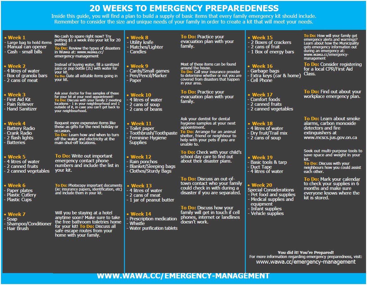 poster of how to prepare an emergency kit