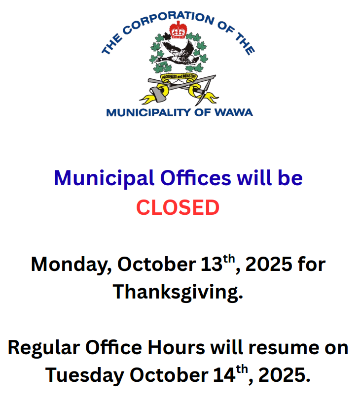 Municipal Office Closure Monday October 13th, 2025