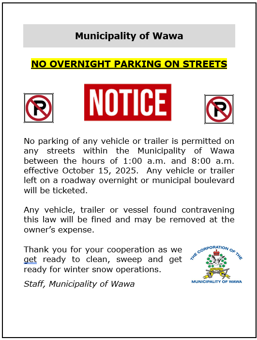 NO OVERNIGHT PARKING ON STREETS